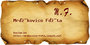 Mrákovics Fáta névjegykártya